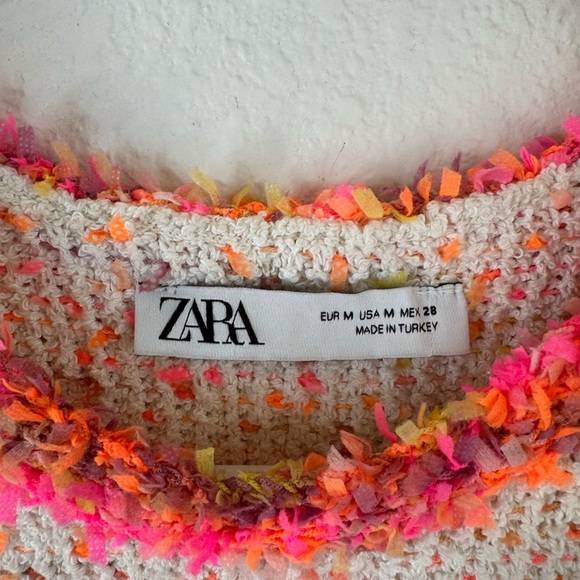 ZARA Tweed Pocket Fluorescent Dress - Picture 6 of 11